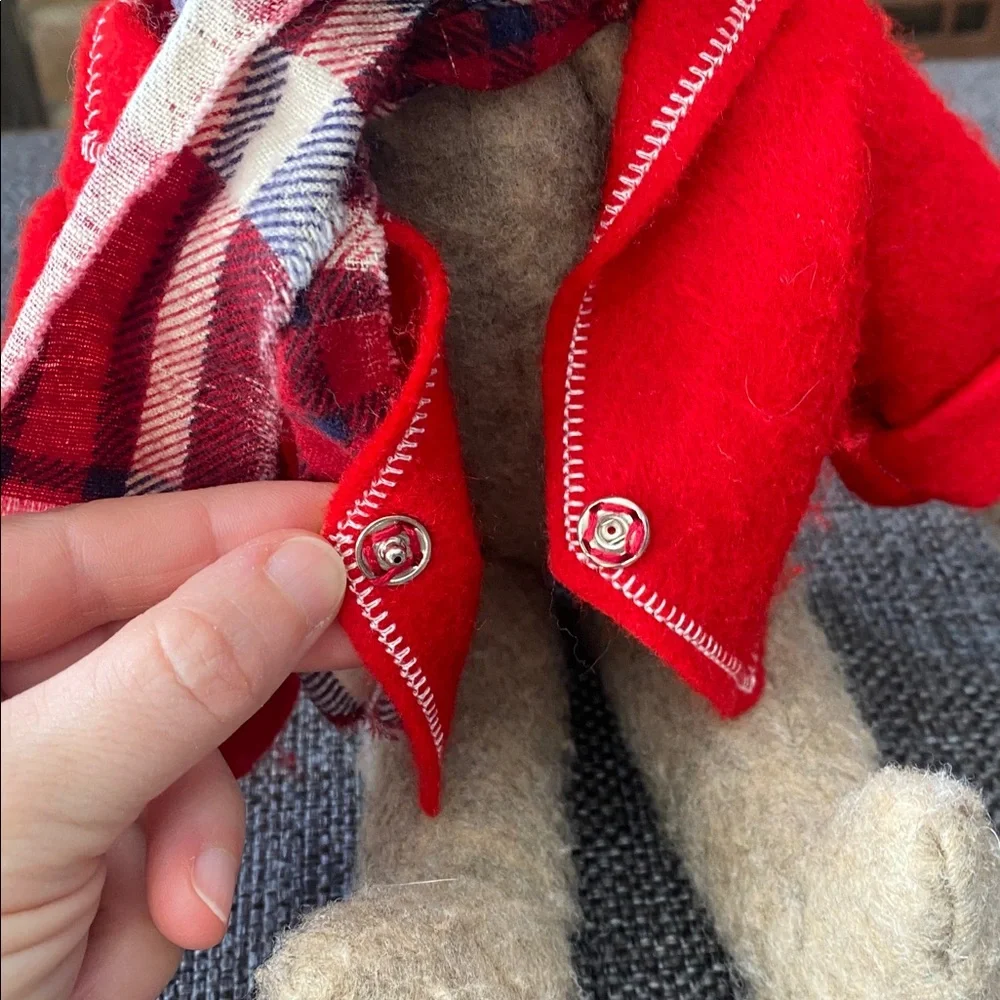 🧸 Beautiful Handmade Jointed Teddy Bear, Removable Coat & Scarf, Baby Gift